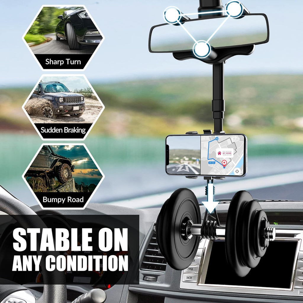 🤳🏽Multifunctional 360 Rotatable Car Rearview Mirror Phone Holder