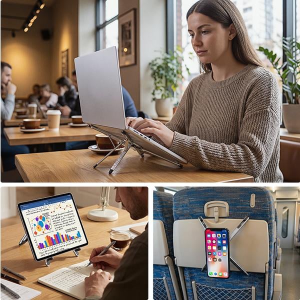 Portable Laptop Stand with Magnetic Phone Holder – Foldable & Adjustable