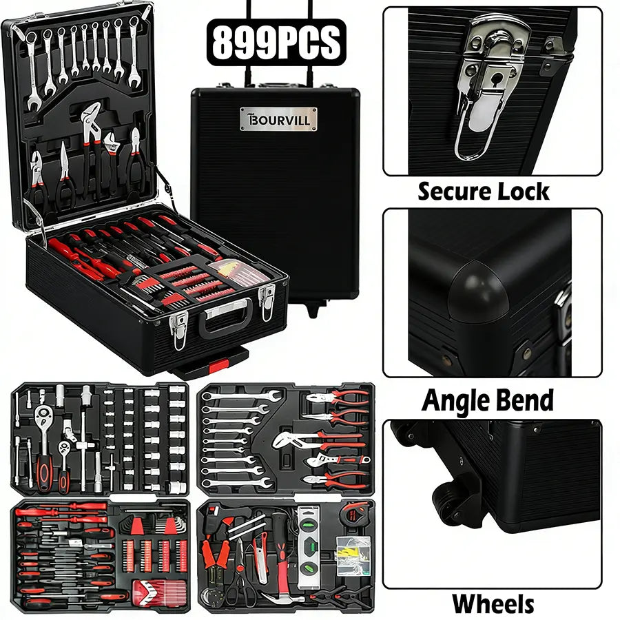 💥💥899-Piece Professional Tool Set | Mobile Tool Cabinet with Wheels