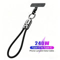 240W USB-C Lanyard Charging Cable – 2-in-1 Phone Strap & Fast Charger