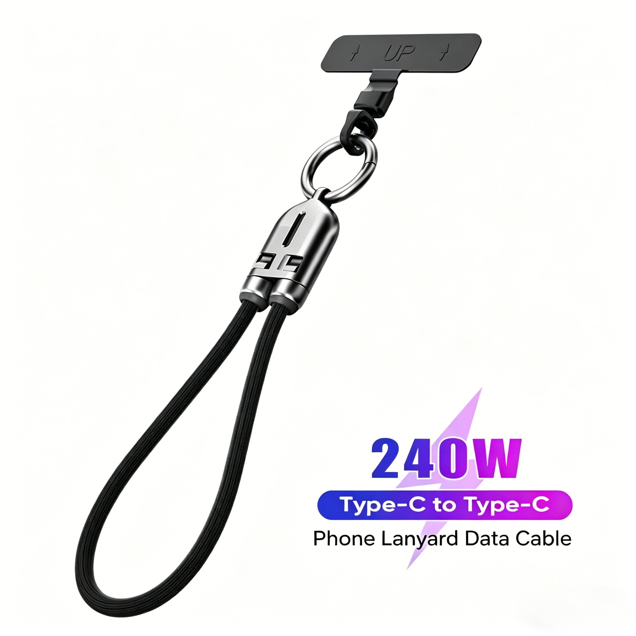 240W USB-C Lanyard Charging Cable – 2-in-1 Phone Strap & Fast Charger