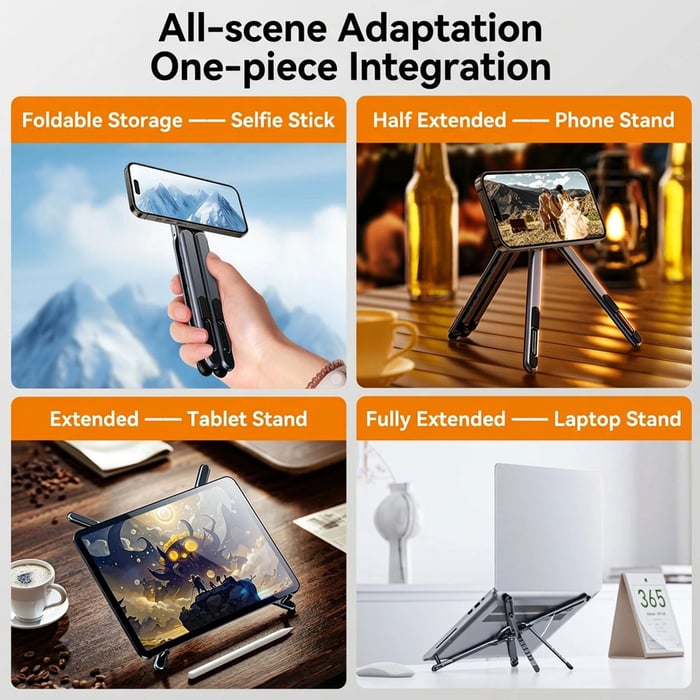 Portable Laptop Stand with Magnetic Phone Holder – Foldable & Adjustable