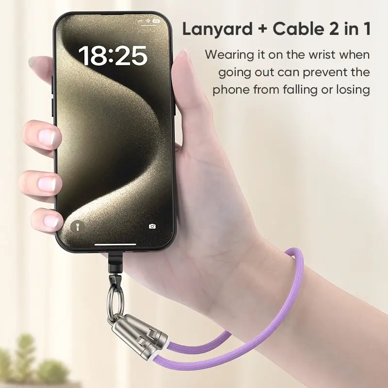 240W USB-C Lanyard Charging Cable – 2-in-1 Phone Strap & Fast Charger