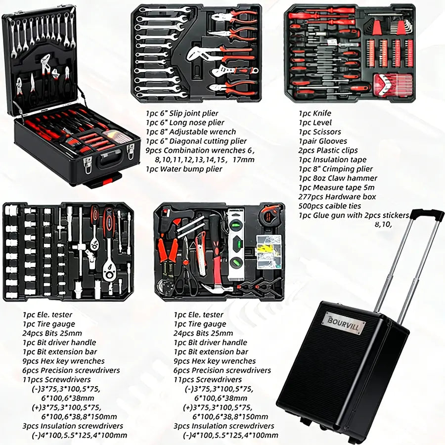💥💥899-Piece Professional Tool Set | Mobile Tool Cabinet with Wheels