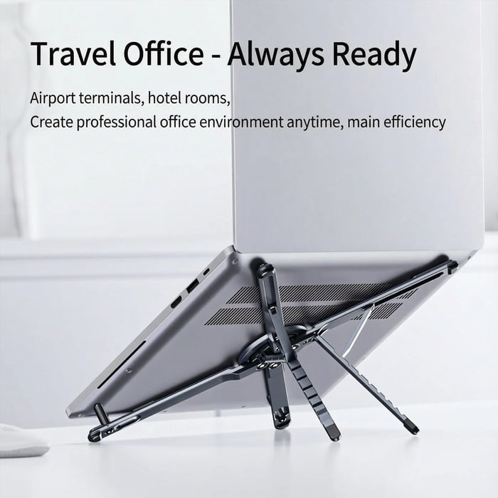 Portable Laptop Stand with Magnetic Phone Holder – Foldable & Adjustable