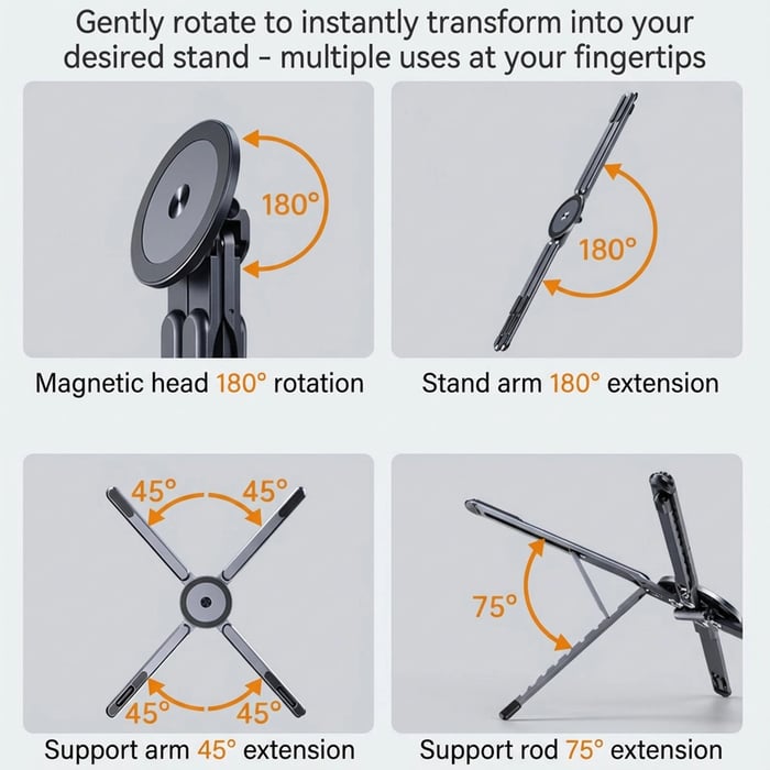 Portable Laptop Stand with Magnetic Phone Holder – Foldable & Adjustable