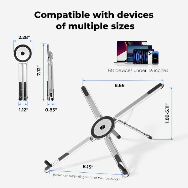 Portable Laptop Stand with Magnetic Phone Holder – Foldable & Adjustable