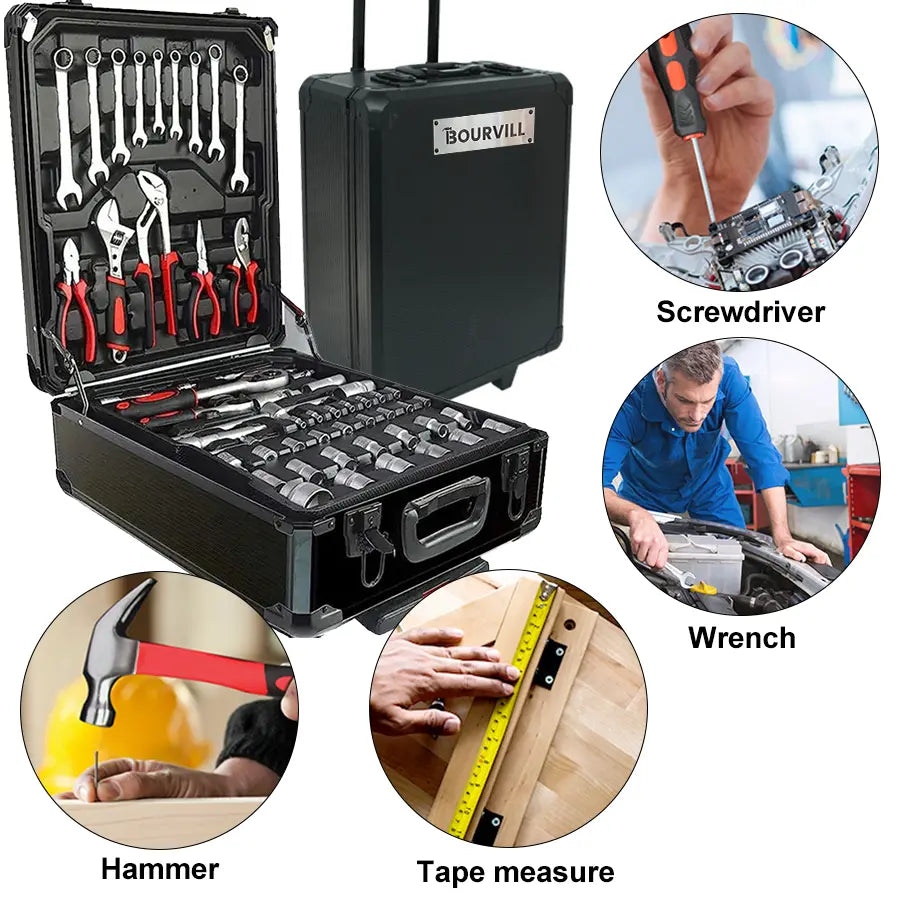 💥💥899-Piece Professional Tool Set | Mobile Tool Cabinet with Wheels