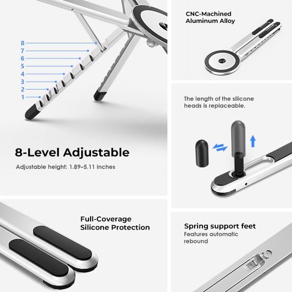 Portable Laptop Stand with Magnetic Phone Holder – Foldable & Adjustable