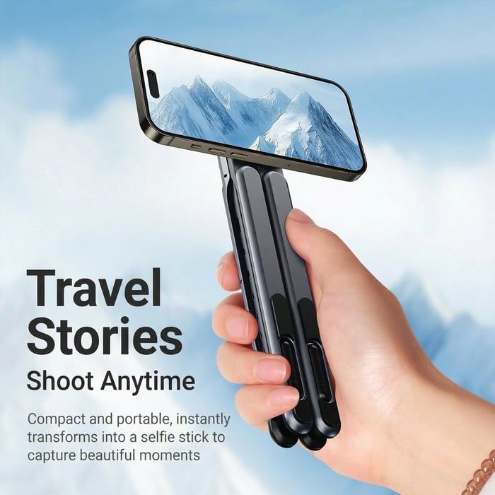 Portable Laptop Stand with Magnetic Phone Holder – Foldable & Adjustable